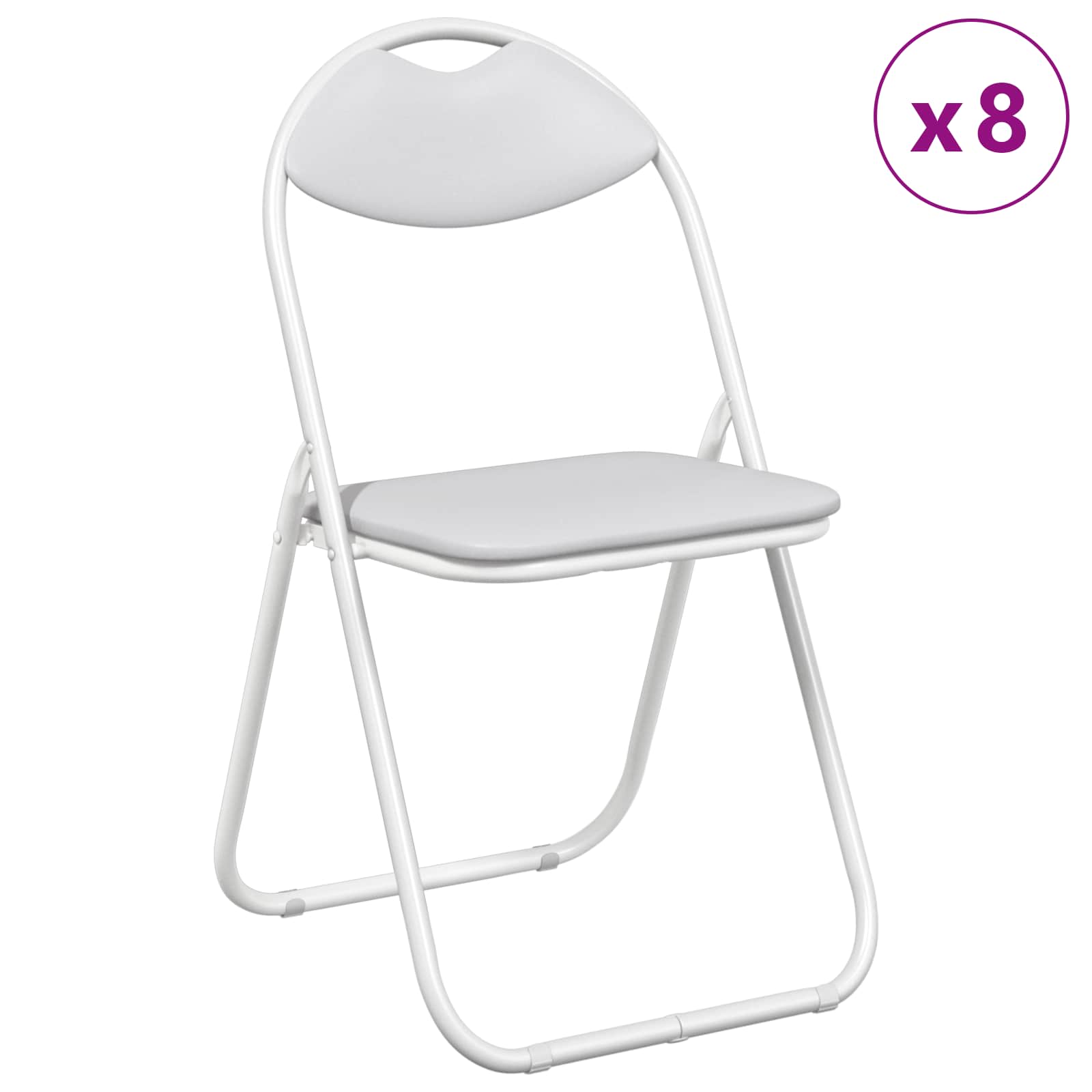 vidaXL Folding Chair 8 pcs Faux Leather White 48 x 43.5 x 81 cm 3