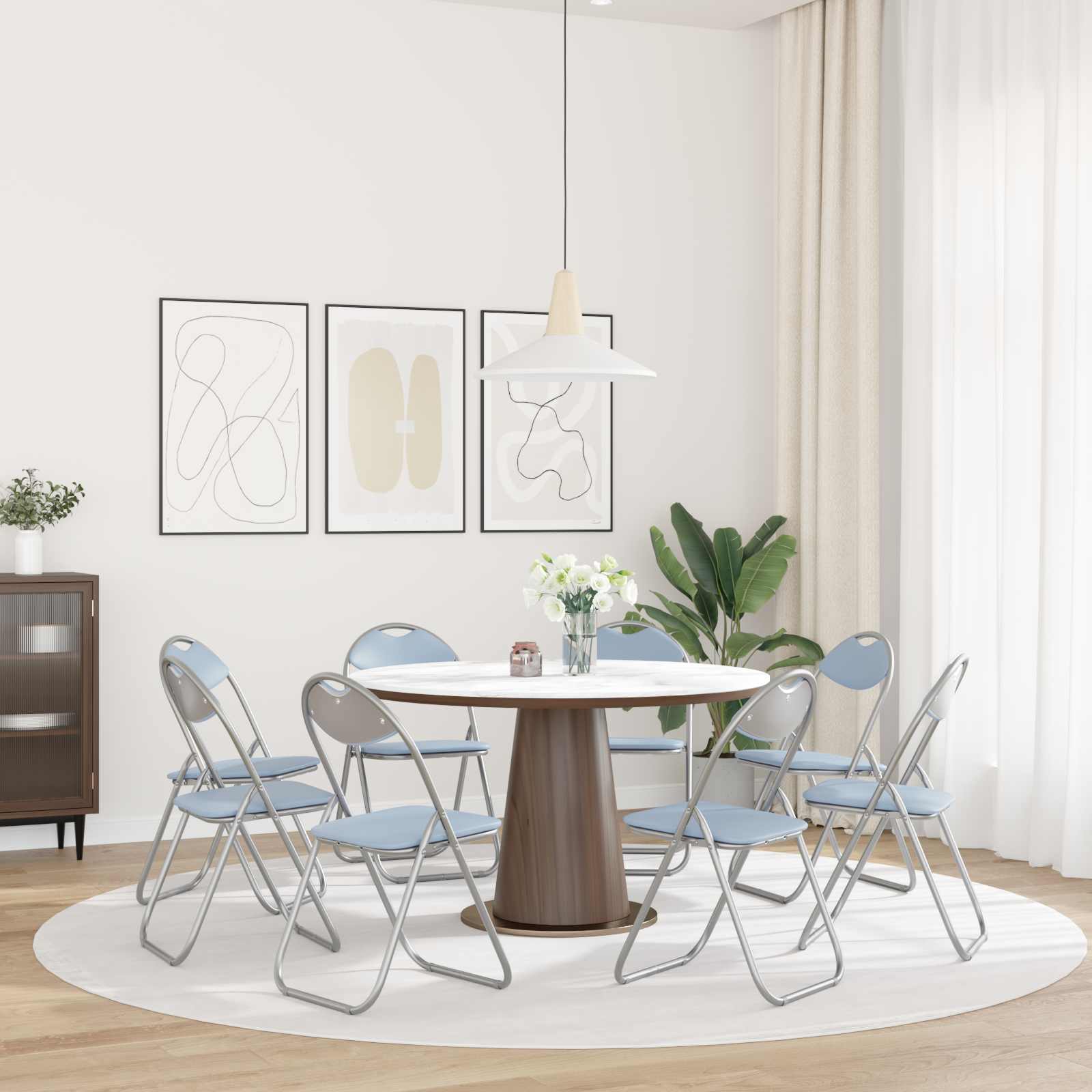 vidaXL Folding Chair 8 pcs Faux Leather Grey 48 x 43.5 x 81 cm 4