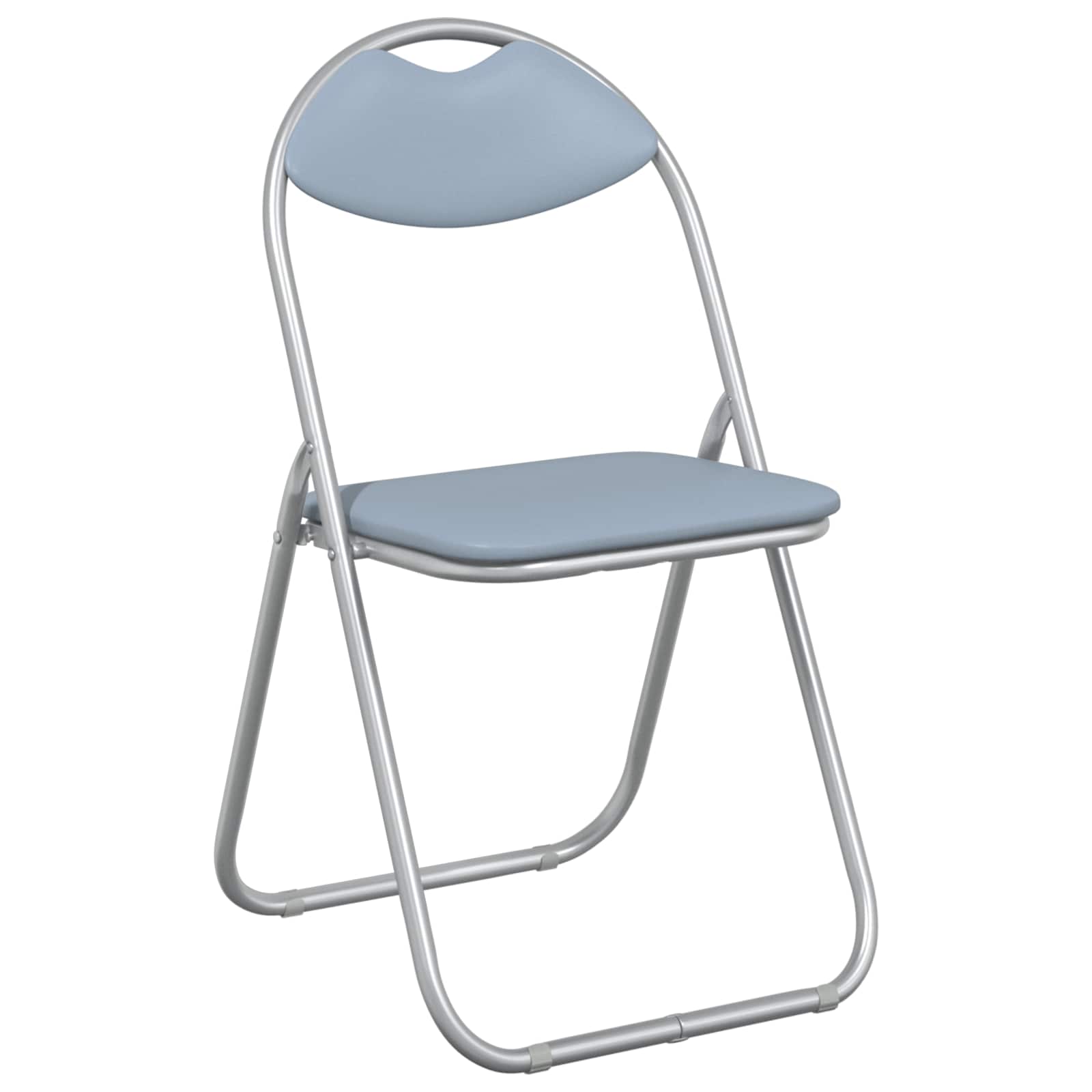 vidaXL Folding Chair 8 pcs Faux Leather Grey 48 x 43.5 x 81 cm 2