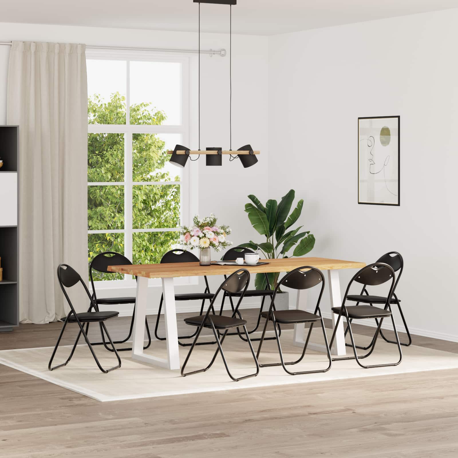 vidaXL Folding Chair 8 pcs Faux Leather Black 48 x 43.5 x 81 cm 1