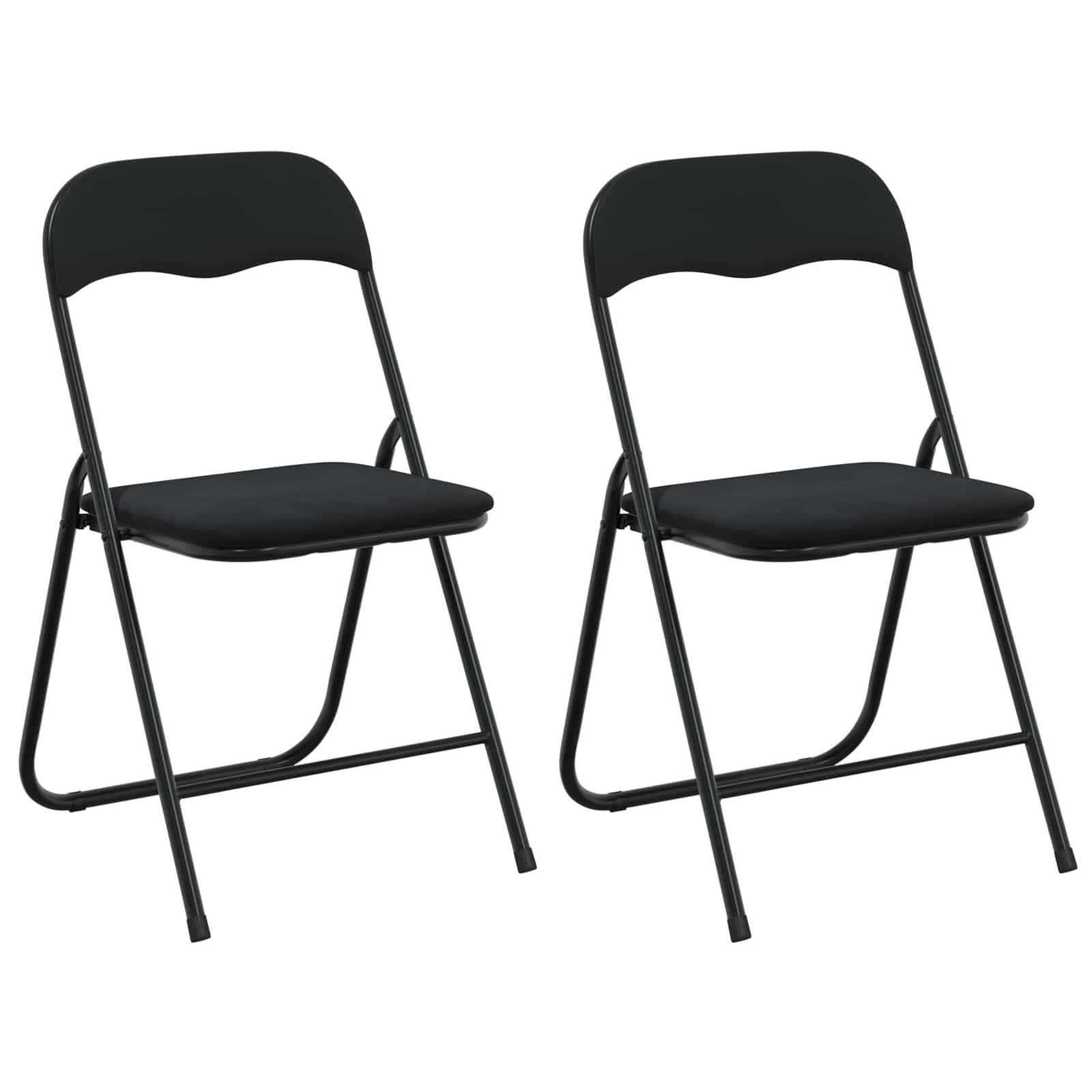 vidaXL Folding Chair 2 pcs Velvet Black 48 x 44 x 78 cm 2