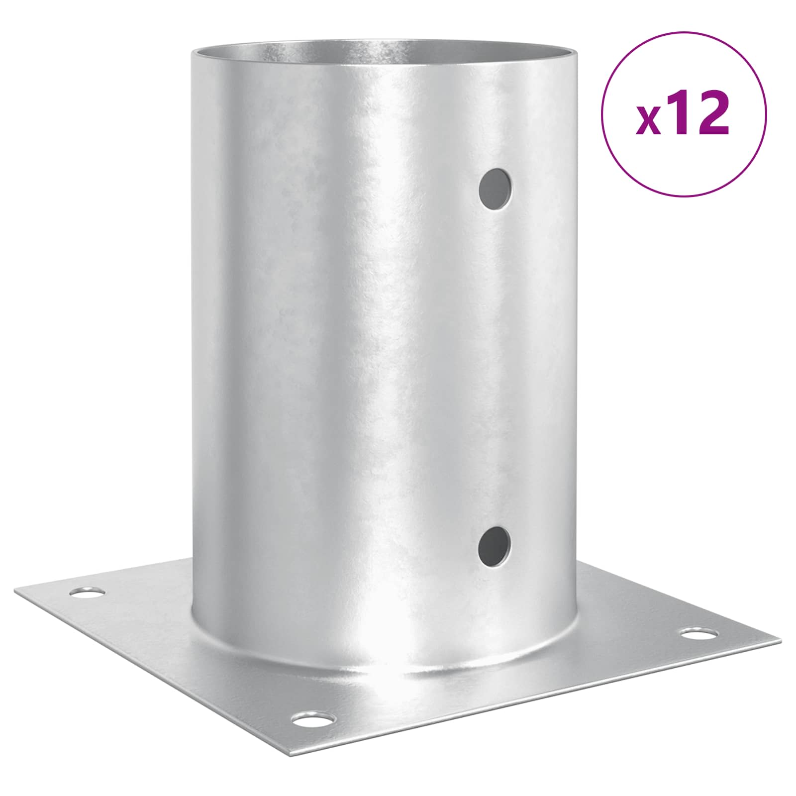 vidaXL Round Ground Anchor 12 pcs Silver 15 x 15 x 15 cm Metal 4