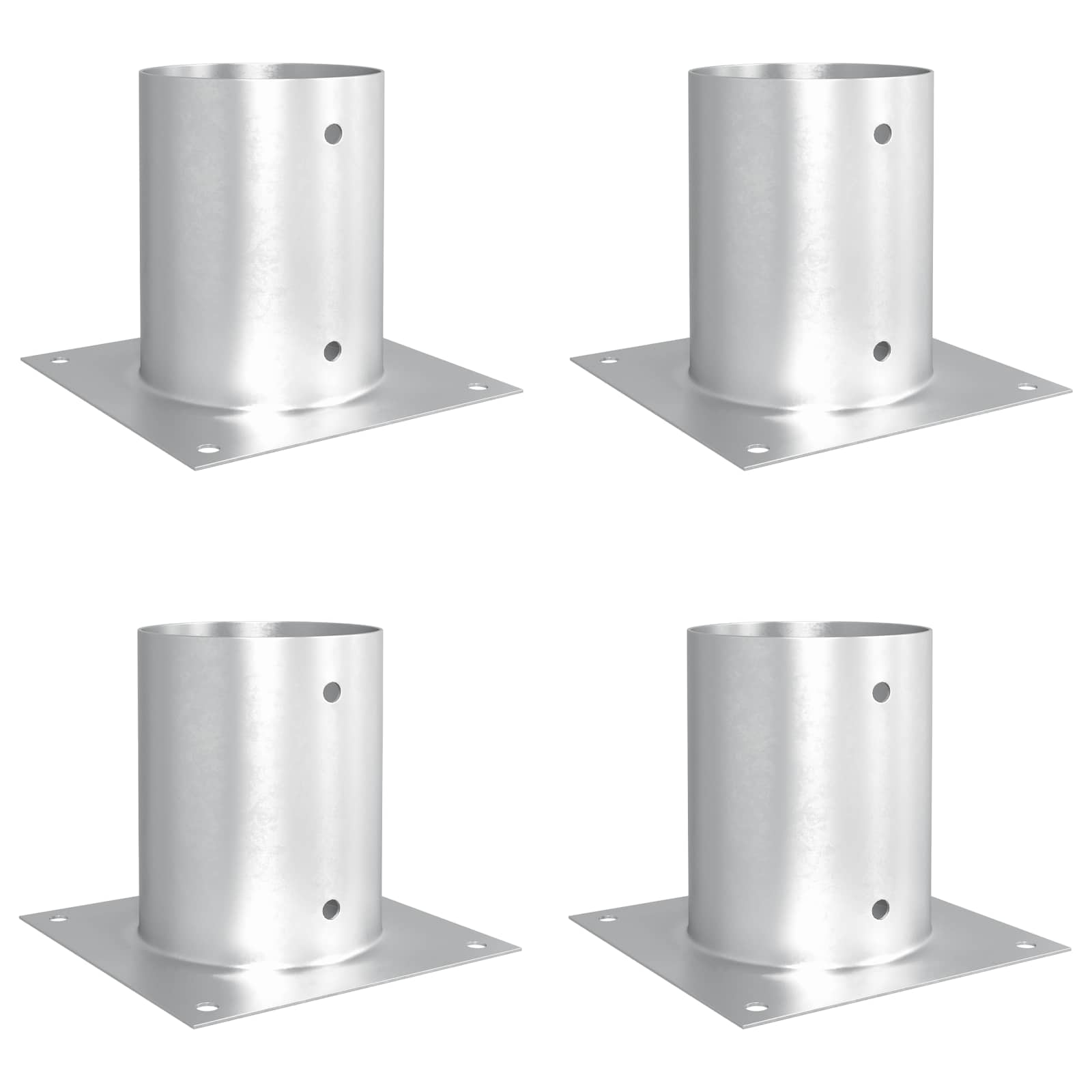 vidaXL Round Ground Anchor 4 pcs Silver 18 x 18 x15 cm Metal 2