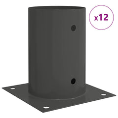 vidaXL Round Ground Anchor 12 pcs Anthracite 15 x 15 x 15 cm Metal 4