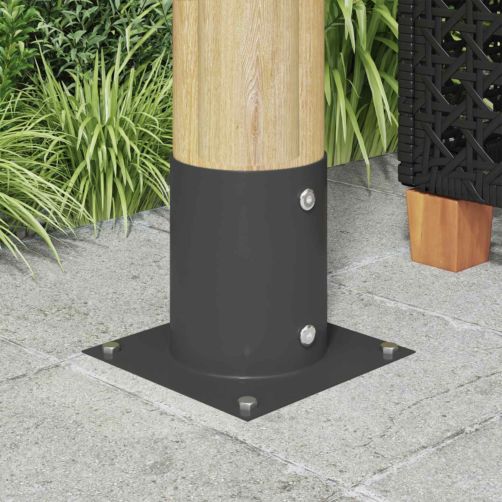 vidaXL Round Ground Anchor 4 pcs Anthracite 18 x 18 x15 cm Metal 1