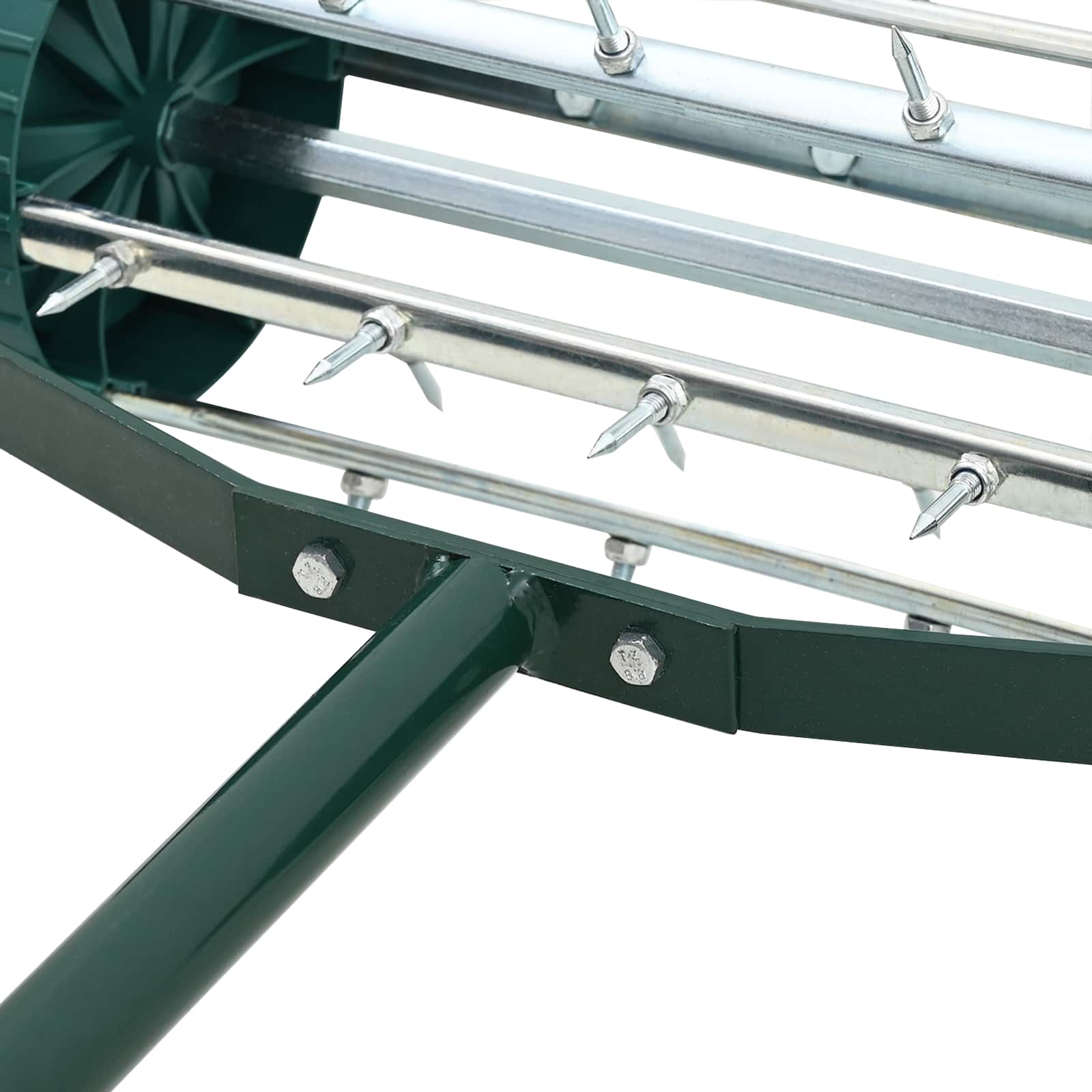 vidaXL Lawn Roller Pull with Aerator Clamps Green 127.5 x 44 cm Steel 5