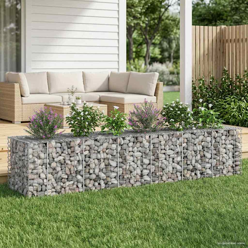 vidaXL Gabion Raised Bed Galvanised Steel Silver