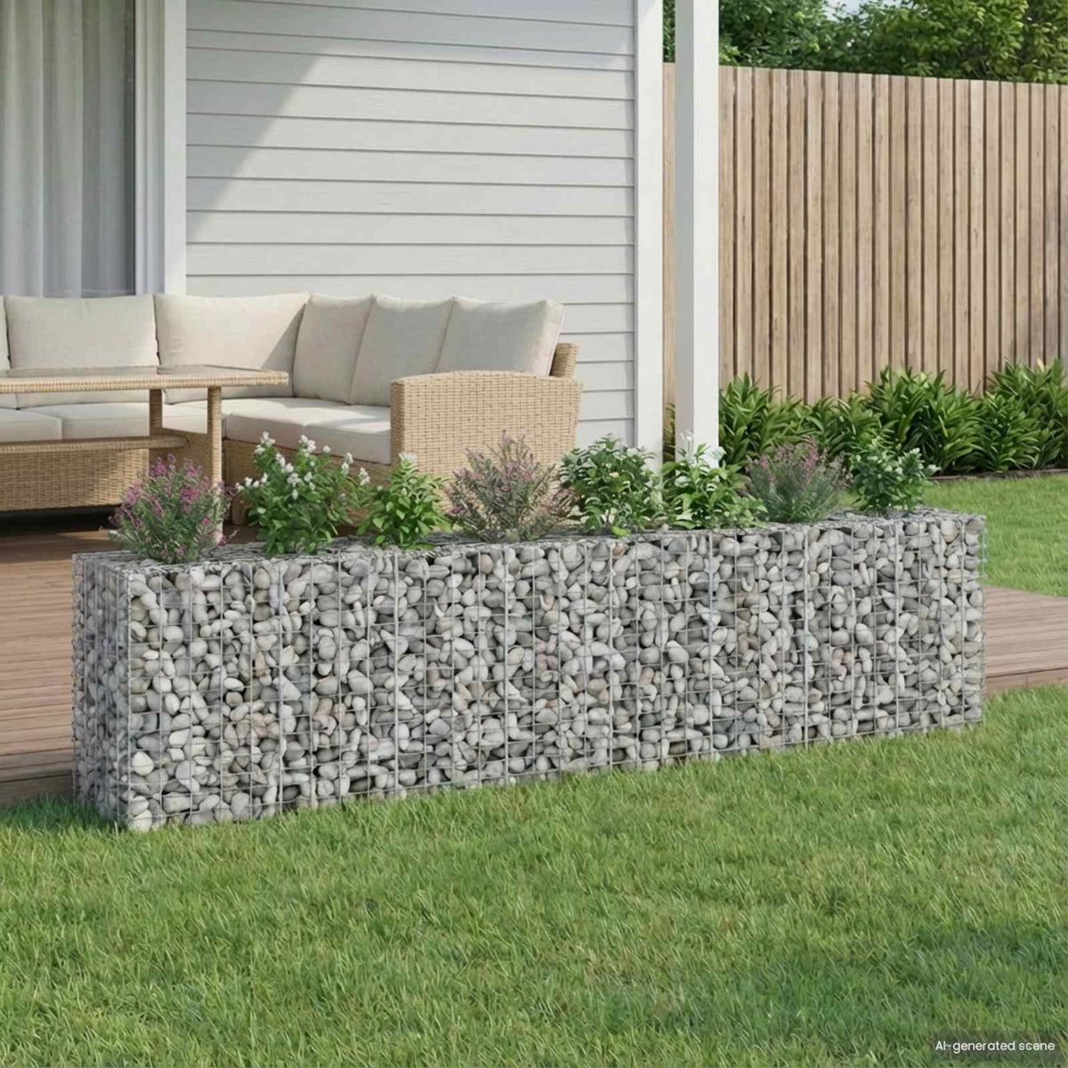 vidaXL Gabion Raised Bed Galvanised Steel Silver