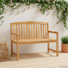 vidaXL Handcarved Rose Bench 114 x 60.5 x 95 cm Solid Teak Wood 1