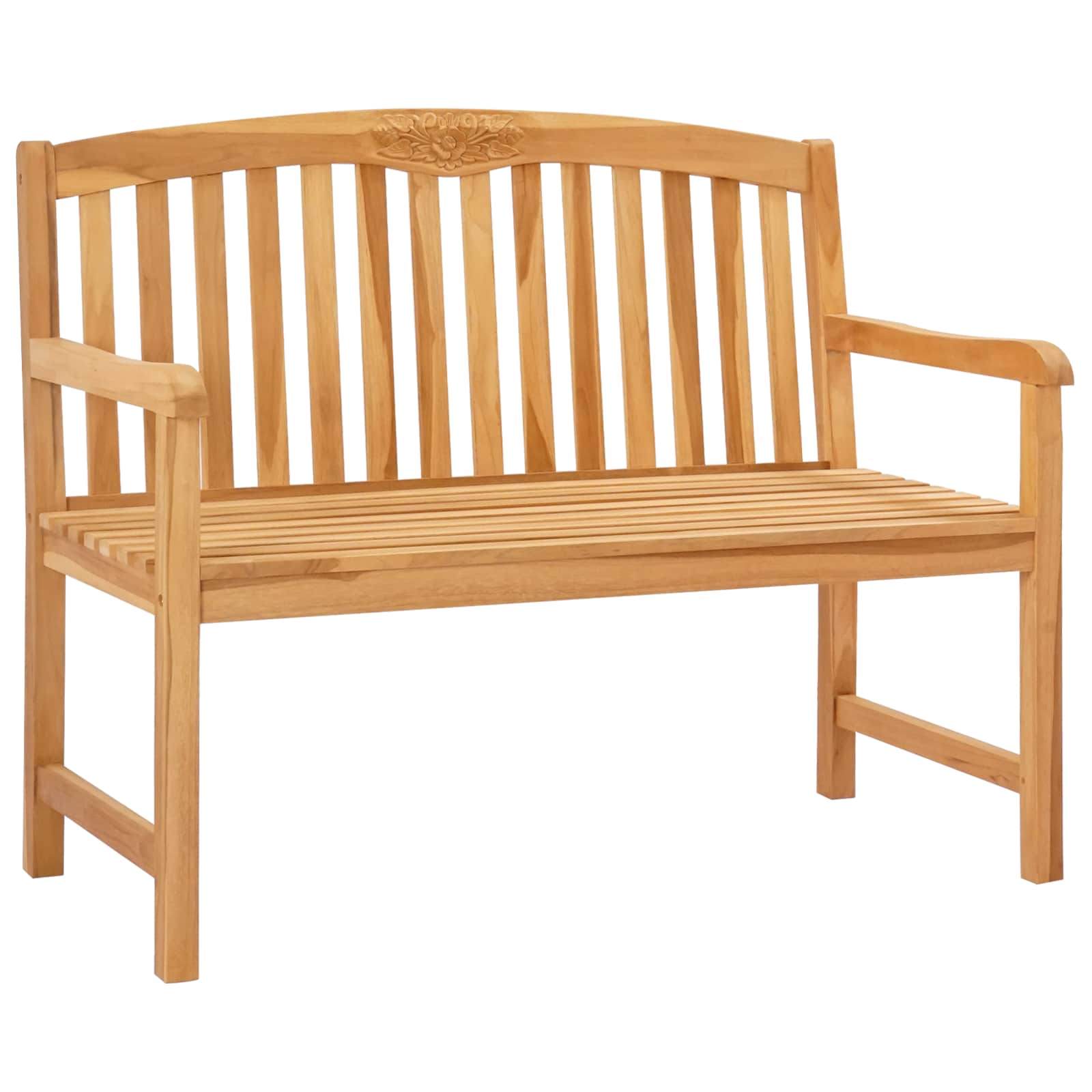 vidaXL Handcarved Rose Bench 114 x 60.5 x 95 cm Solid Teak Wood 2
