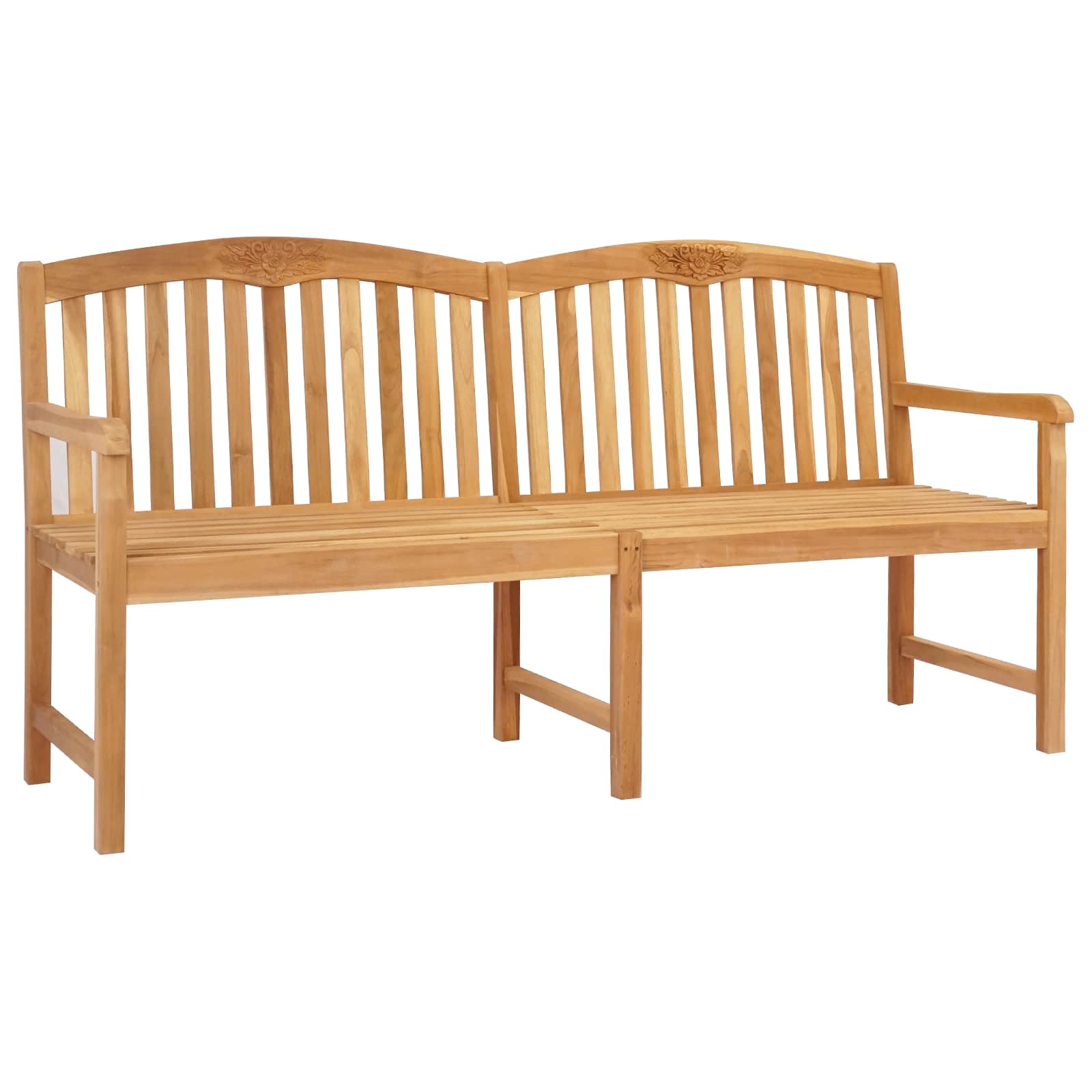 vidaXL Handcarved Rose Bench 150 x 60 x 90 cm Solid Teak Wood Natural 2