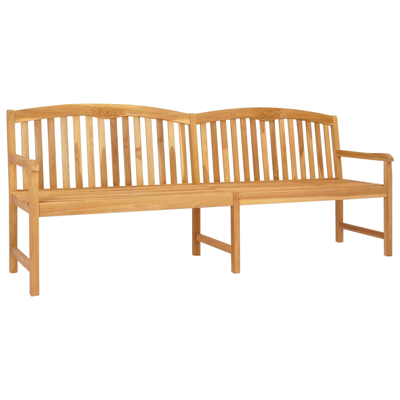 vidaXL Handcarved Rose Bench 228 x 60 x 90 cm Solid Teak Wood Natural 2