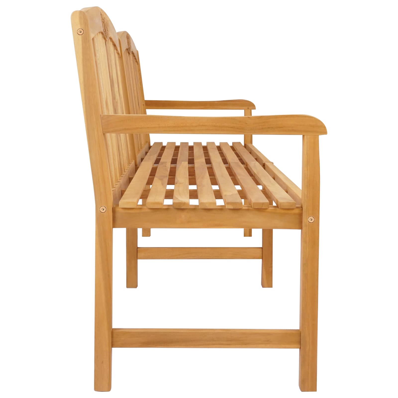 vidaXL Handcarved Rose Bench 228 x 60 x 90 cm Solid Teak Wood Natural 4