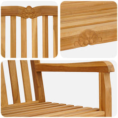 vidaXL Handcarved Rose Bench 114 x 60 x 95 cm Solid Teak Wood Natural 6