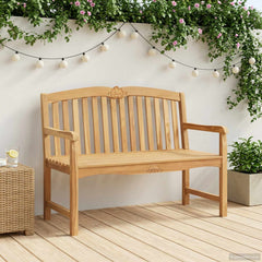 vidaXL Handcarved Rose Bench 114 x 60 x 95 cm Solid Teak Wood Natural 1