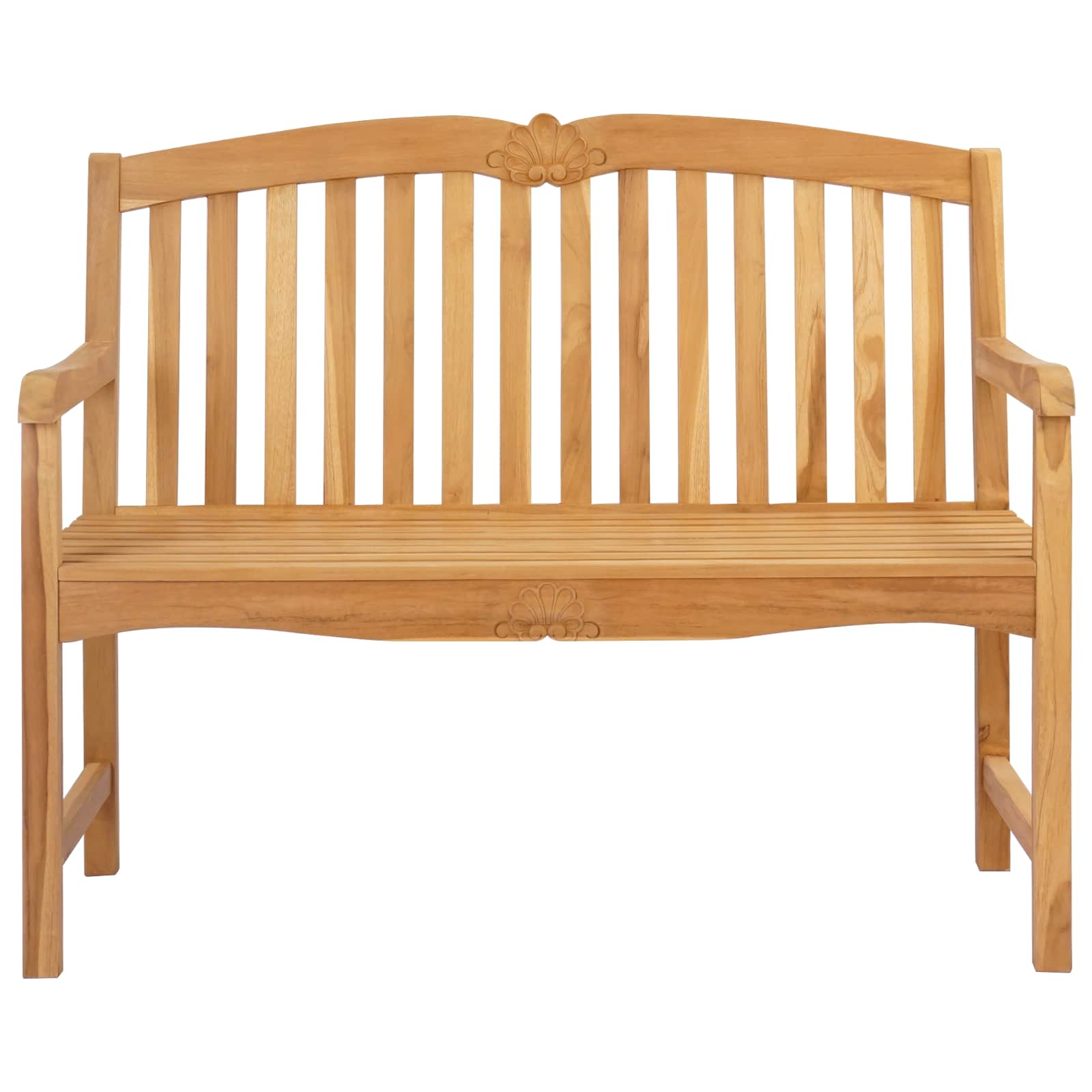 vidaXL Handcarved Rose Bench 114 x 60 x 95 cm Solid Teak Wood Natural 3