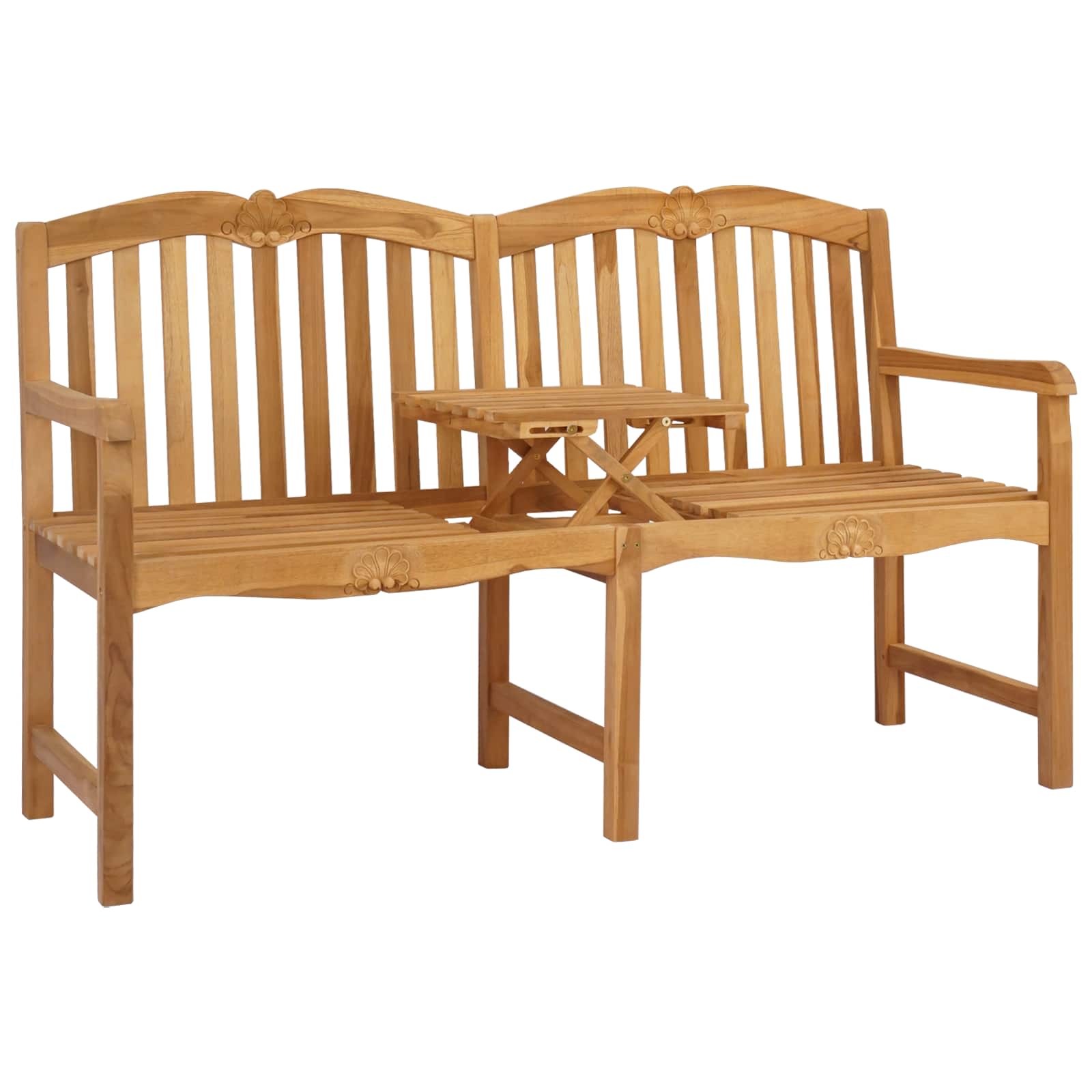 vidaXL Handcarved Rose Bench 155 x 60 x 94 cm Solid Teak Wood Natural 2