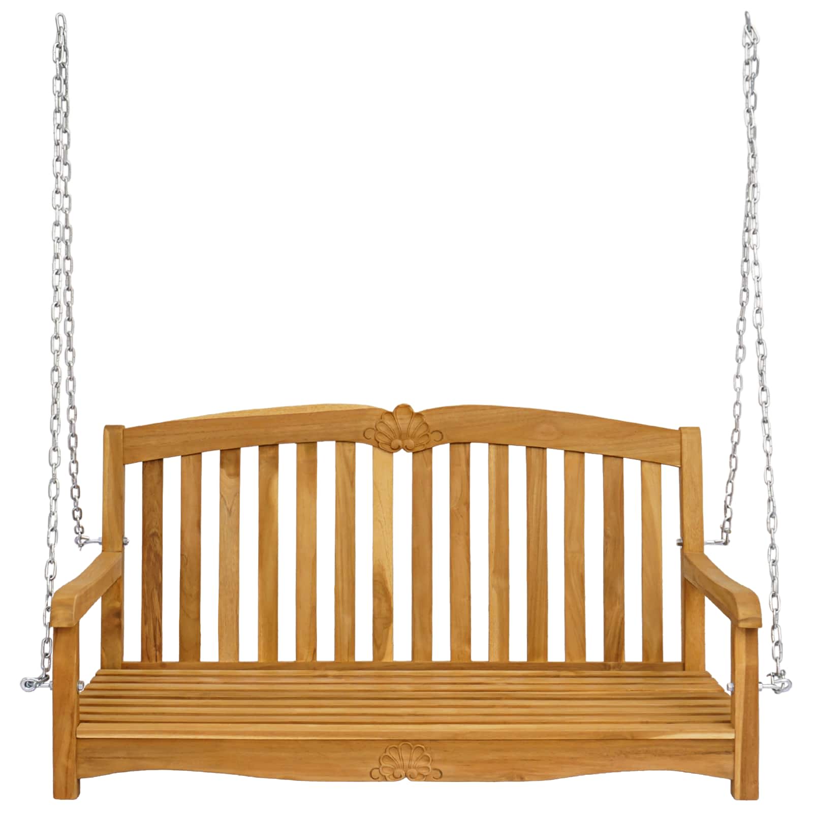 vidaXL Swing Bench 114 x 60 x 60.5 cm Solid Teak Wood Natural 3