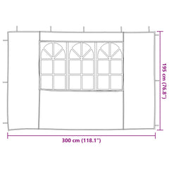 vidaXL Party Tent Sidewall 2 pcs 300 x 195 cm Red PE and Steel 6