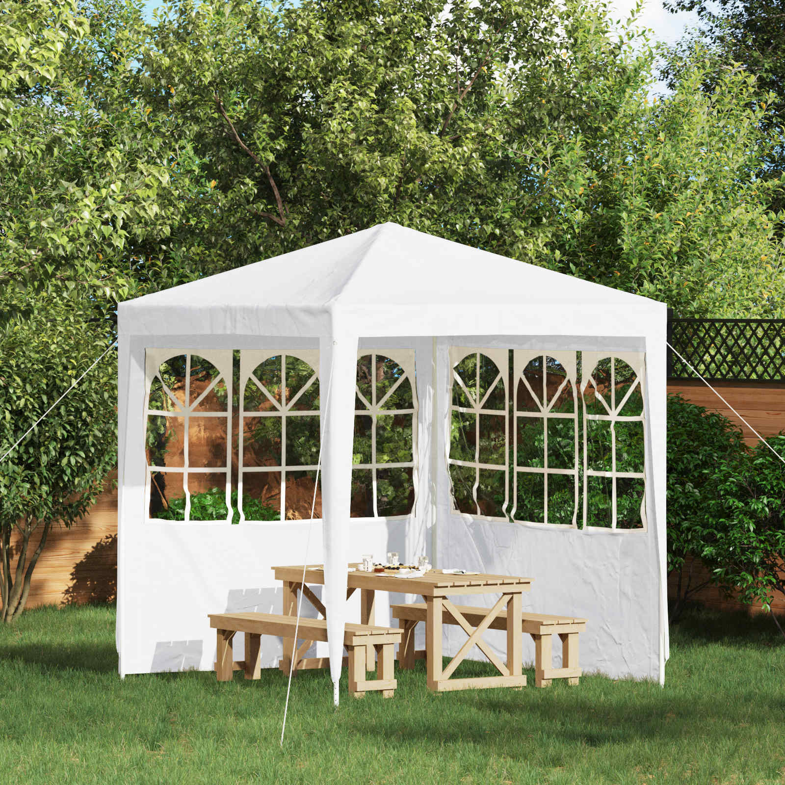 vidaXL Party Tent Sidewall 2 pcs 200 x 195 cm White PE and Steel 1