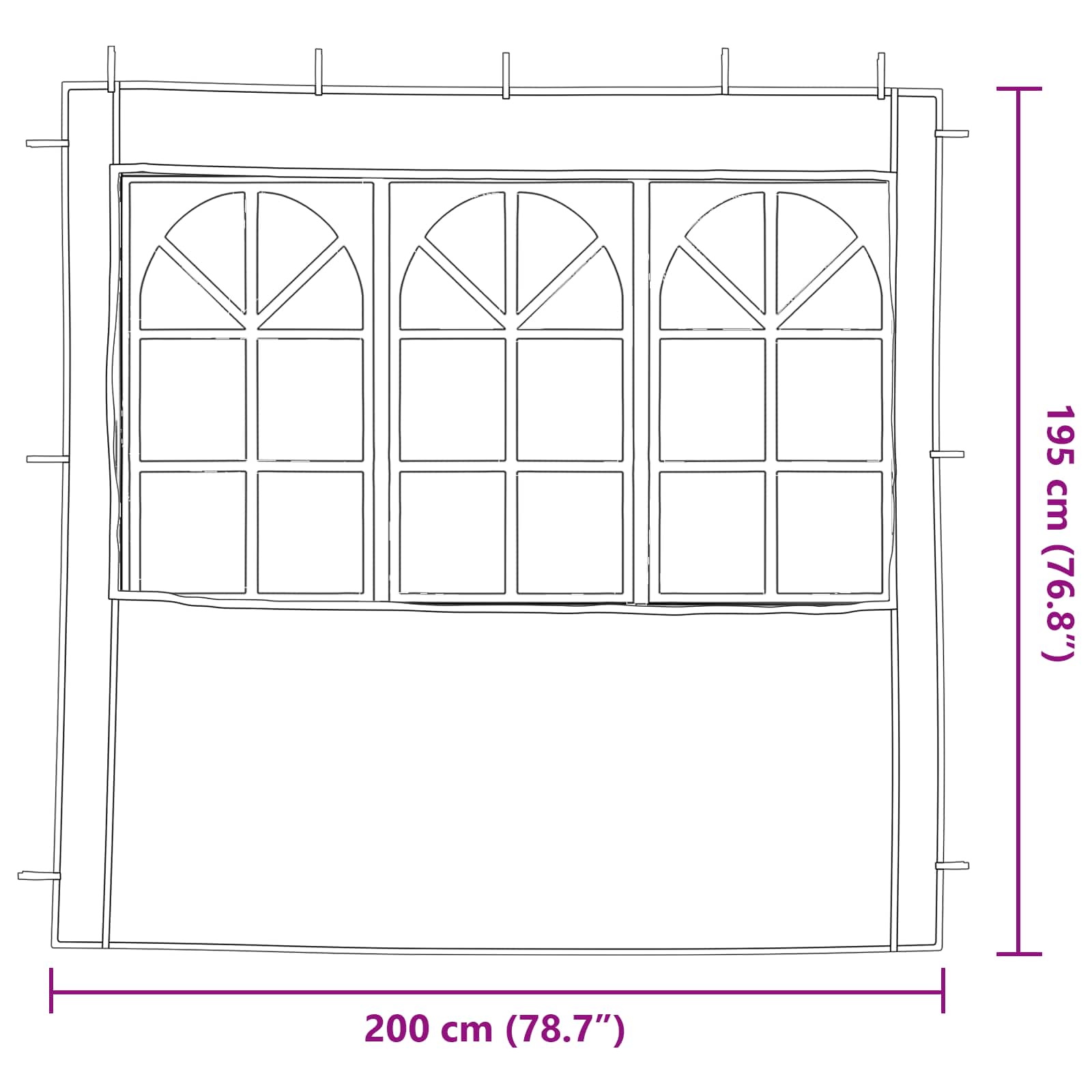 vidaXL Party Tent Sidewall 2 pcs 200 x 195 cm White PE and Steel 6