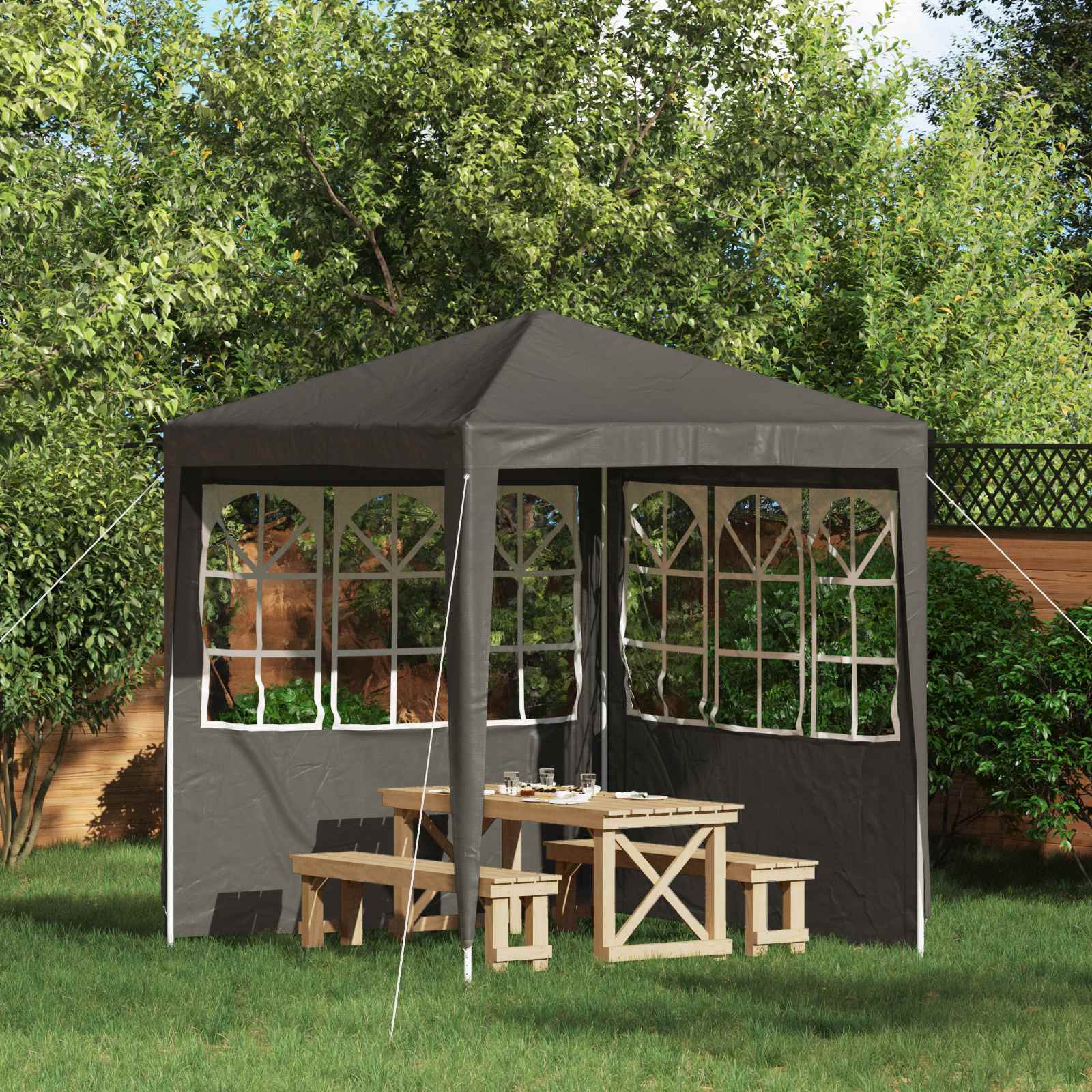vidaXL Party Tent Sidewall 2 pcs 200 x 195 cm Anthracite PE and Steel 1