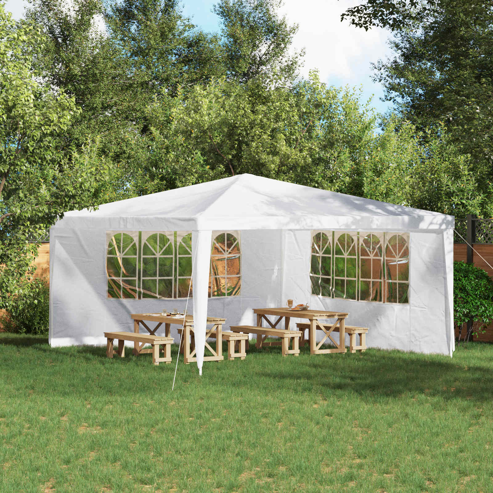 vidaXL Party Tent Sidewall 2 pcs 400 x 195 cm White PE and Steel 1