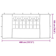 vidaXL Party Tent Sidewall 2 pcs 400 x 195 cm Anthracite PE and Steel 6