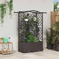 Raised Bed with Trellis and Roof PP Brown with Curved Roof (3 Side trellis) 122 cm 138 cm