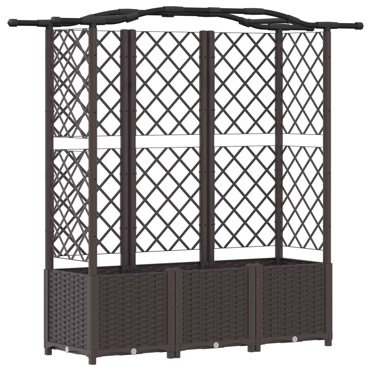 Raised Bed with Trellis and Roof PP Brown with Curved Roof (3 Side trellis) 163 cm 138 cm