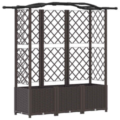 Raised Bed with Trellis and Roof PP Brown with Curved Roof (3 Side trellis) 163 cm 138 cm