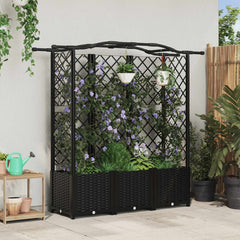 Raised Bed with Trellis and Roof PP Black with Curved Roof (3 Side trellis) 163 cm 138 cm