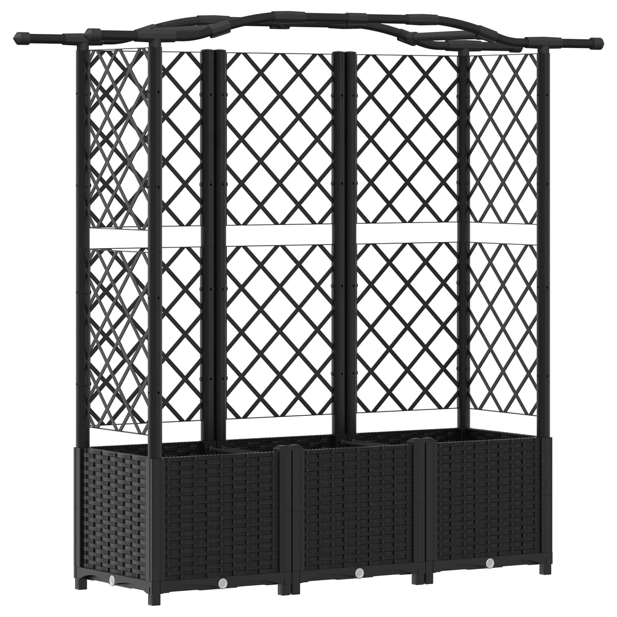 Raised Bed with Trellis and Roof PP Black with Curved Roof (3 Side trellis) 163 cm 138 cm