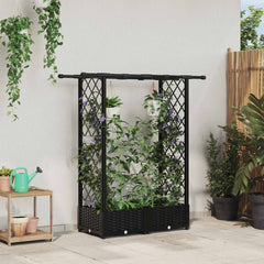 Raised Bed with Trellis and Roof PP Black with Flat Roof (2 Side trellis) 122.5 cm 121 cm