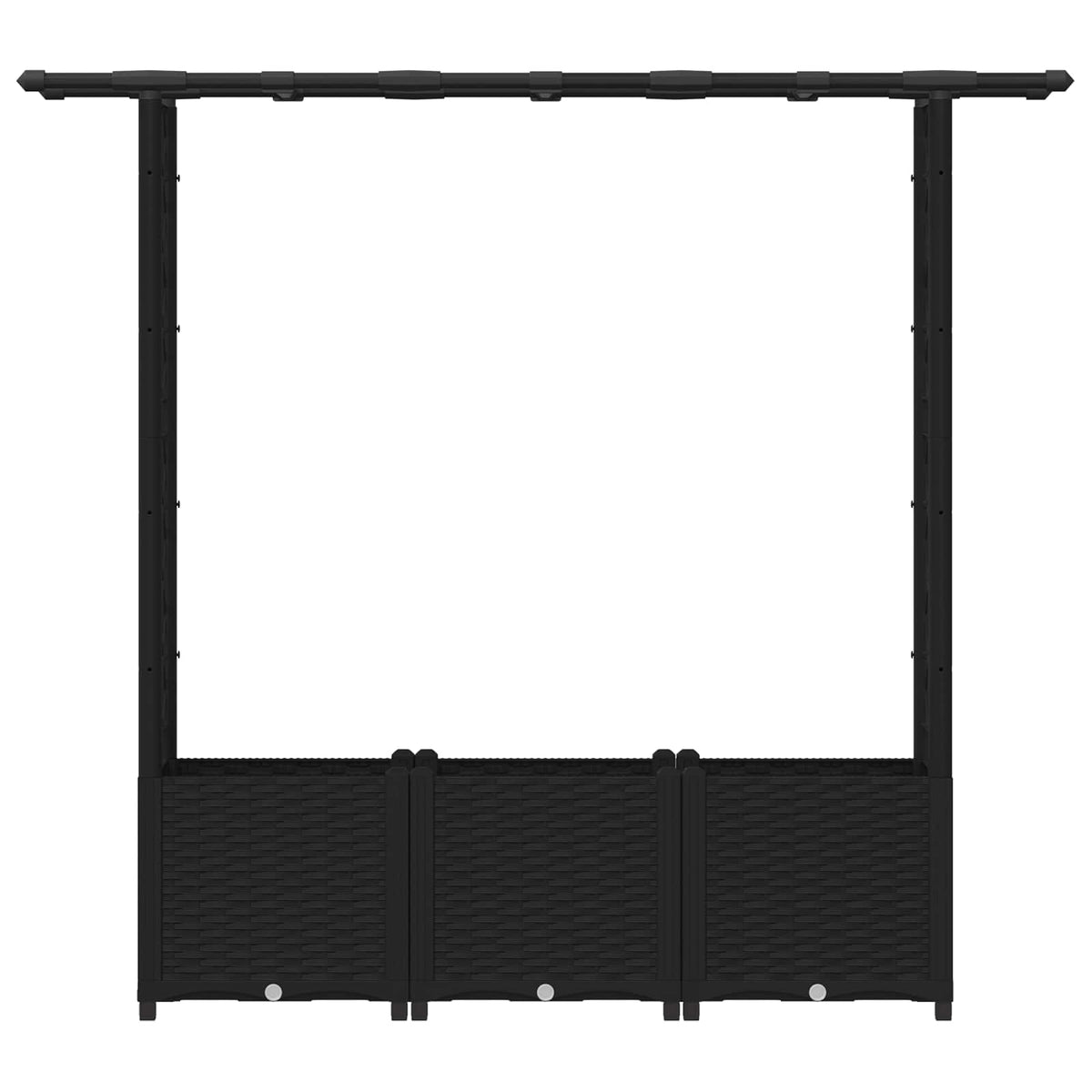 Raised Bed with Trellis and Roof PP Black with Flat Roof (2 Side trellis) 162.5 cm 136 cm