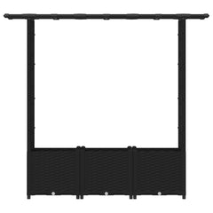 Raised Bed with Trellis and Roof PP Black with Flat Roof (2 Side trellis) 162.5 cm 136 cm