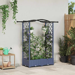 Raised Bed with Trellis and Roof PP Grey with Curved Roof (2 Side trellis) 124 cm 123 cm