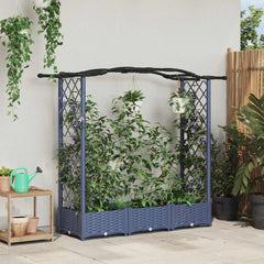 Raised Bed with Trellis and Roof PP Grey with Curved Roof (2 Side trellis) 169 cm 123 cm