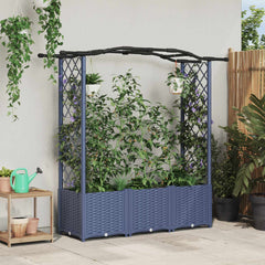 Raised Bed with Trellis and Roof PP Grey with Curved Roof (2 Side trellis) 164 cm 138 cm
