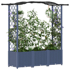 Raised Bed with Trellis and Roof PP Grey with Curved Roof (2 Side trellis) 164 cm 138 cm