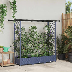 Raised Bed with Trellis and Roof PP Grey with Flat Roof (2 Side trellis) 164 cm 121 cm