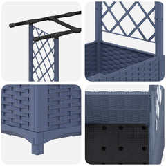 Raised Bed with Trellis and Roof PP Grey with Flat Roof (2 Side trellis) 162.5 cm 136 cm