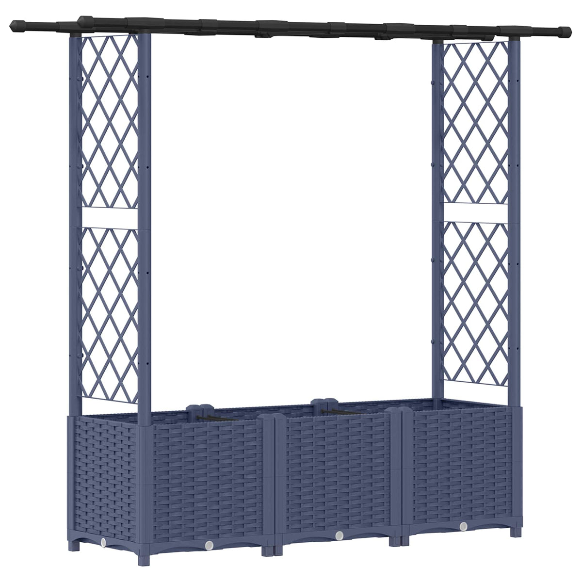 Raised Bed with Trellis and Roof PP Grey with Flat Roof (2 Side trellis) 162.5 cm 136 cm