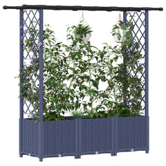 Raised Bed with Trellis and Roof PP Grey with Flat Roof (2 Side trellis) 162.5 cm 136 cm