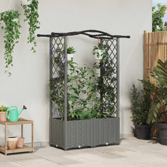 Raised Bed with Trellis and Roof Light Grey with Curved Roof (2 Side trellis) 125 cm 138 cm