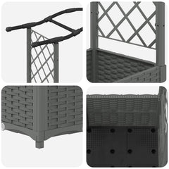 Raised Bed with Trellis and Roof Light Grey with Curved Roof (2 Side trellis) 164 cm 138 cm