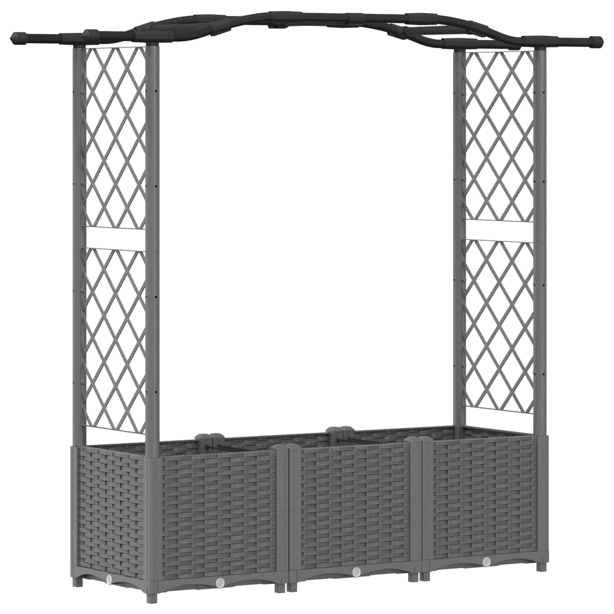 Raised Bed with Trellis and Roof Light Grey with Curved Roof (2 Side trellis) 164 cm 138 cm
