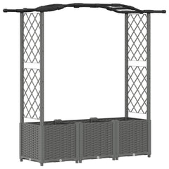 Raised Bed with Trellis and Roof Light Grey with Curved Roof (2 Side trellis) 164 cm 138 cm