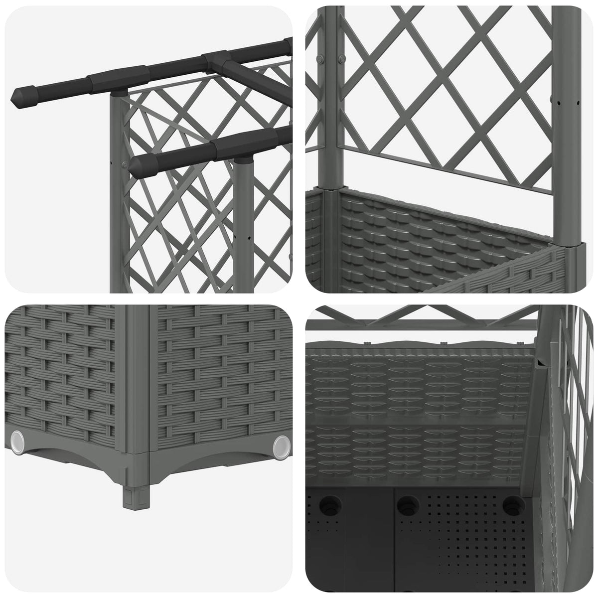 Raised Bed with Trellis and Roof Light Grey with Flat Roof (3 Side trellis) 163.5 cm 136 cm