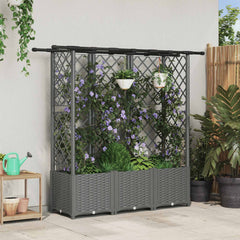 Raised Bed with Trellis and Roof Light Grey with Flat Roof (3 Side trellis) 163.5 cm 136 cm